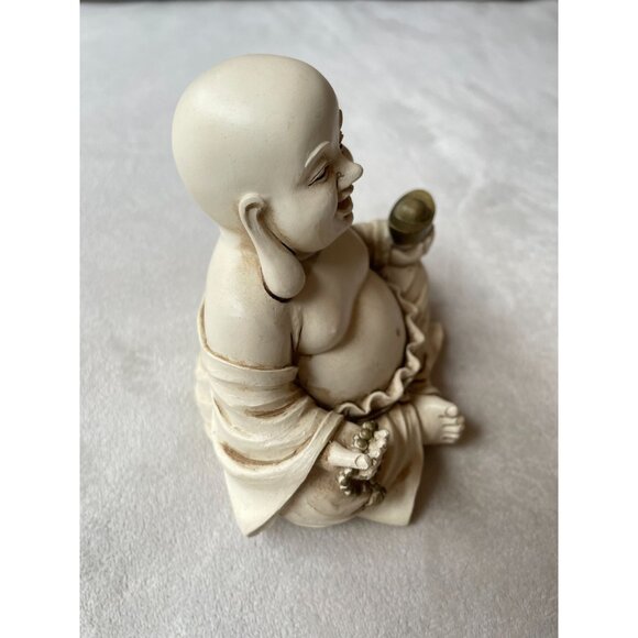 Vintage Laughing Buddha Figurine 4.5" - Antique Style Resin Statue with Detailed - Picture 6 of 7